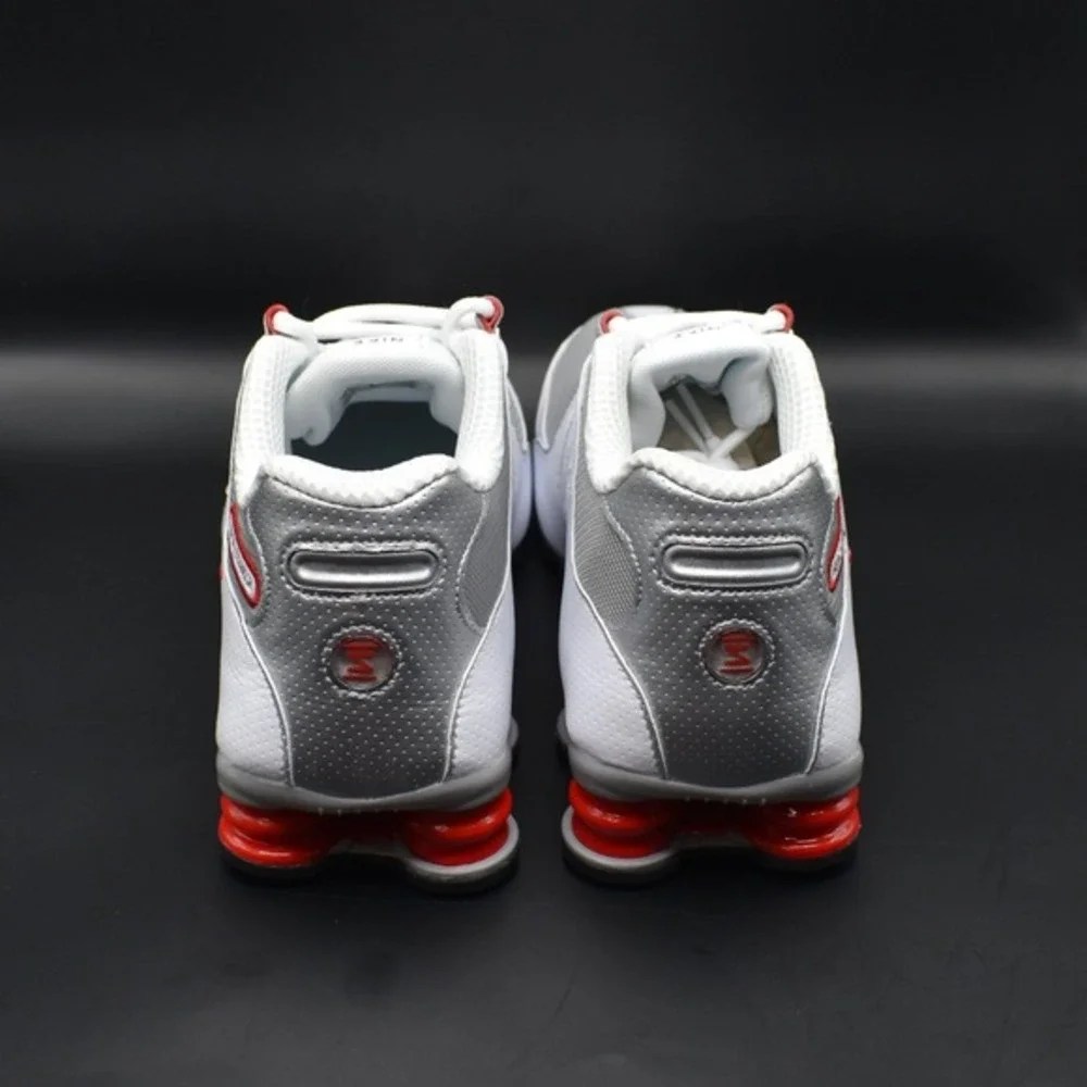 Nike Shox NZ Sneakers Men's Size 10.5 White Red Metallic Silver‎ NEW 378341-104